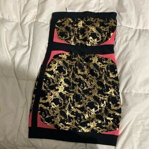 Bebe Black and Gold Mini Dress